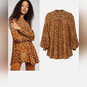 Free People Flowers in Her Hair Tunic Size S Boho Festval Ditzy Floral Preowned